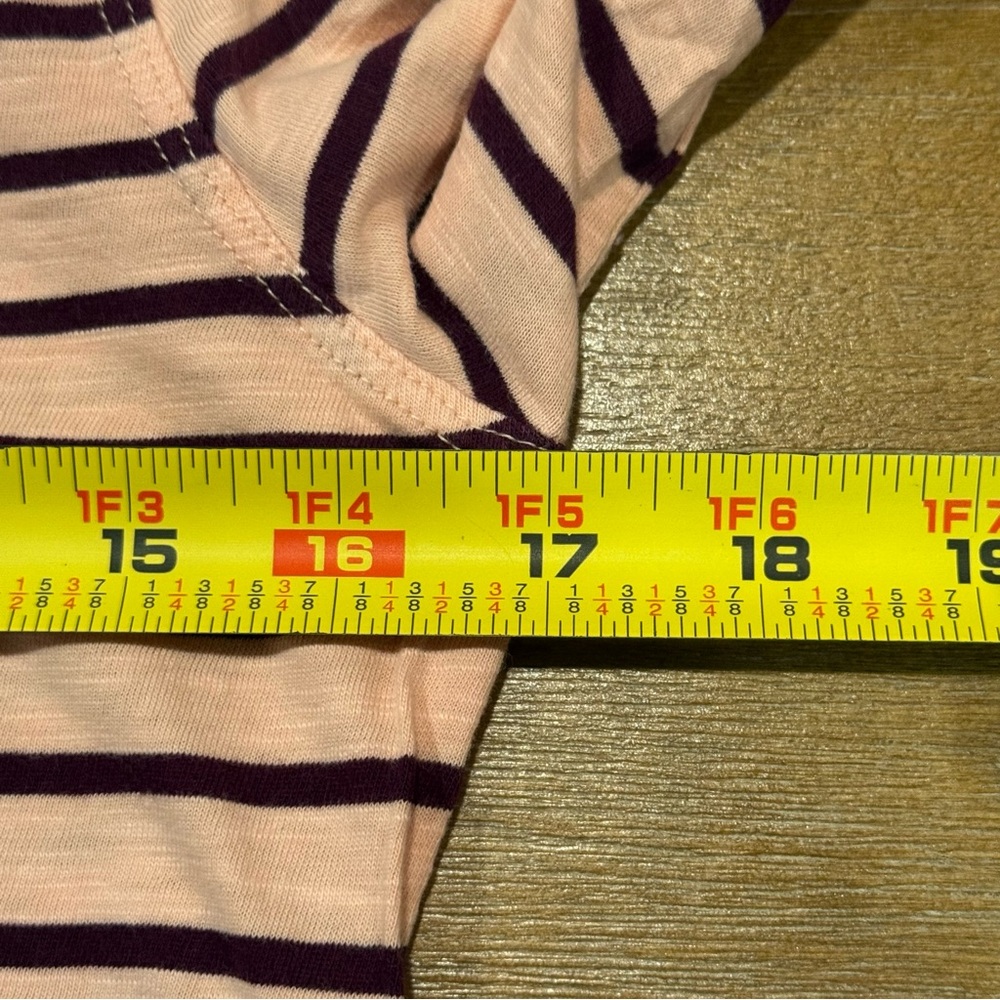 Free People Hard Candy Henley Crochet Cuff Pink Peach Maroon Stripes Sz M - Picture 5 of 10